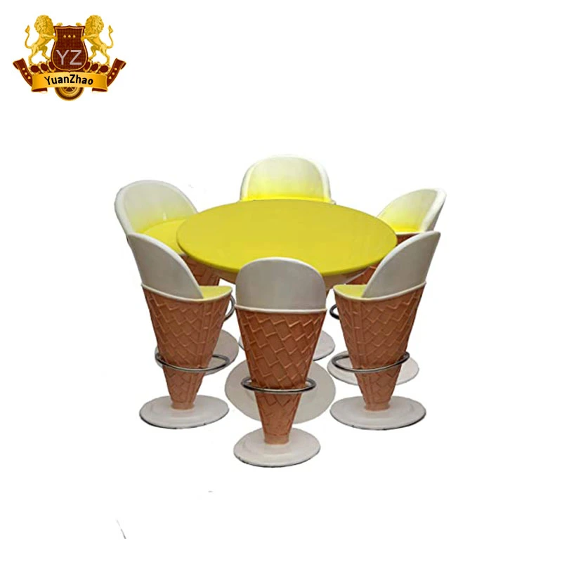 Fiberglass Ice Cream Table and Chairs for Shoppingng Mall Decoration